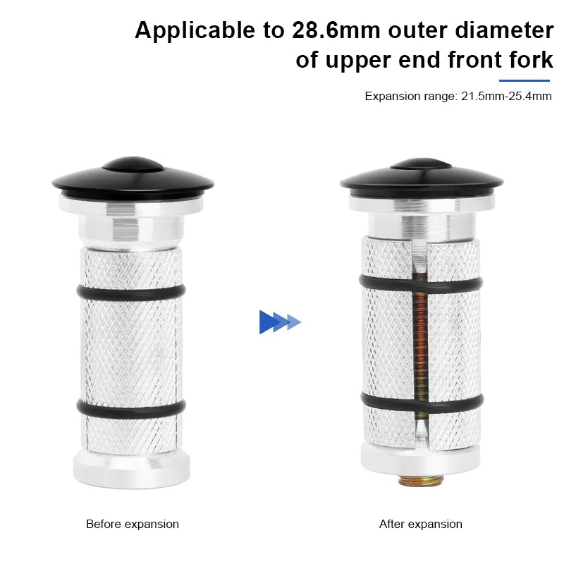 Bicycle Headset Expander Stem Top Cap 1-1/8" Aluminum Alloy Adjuster Expansion Bolt Bike Front Fork Expansion Screw 22-25mm