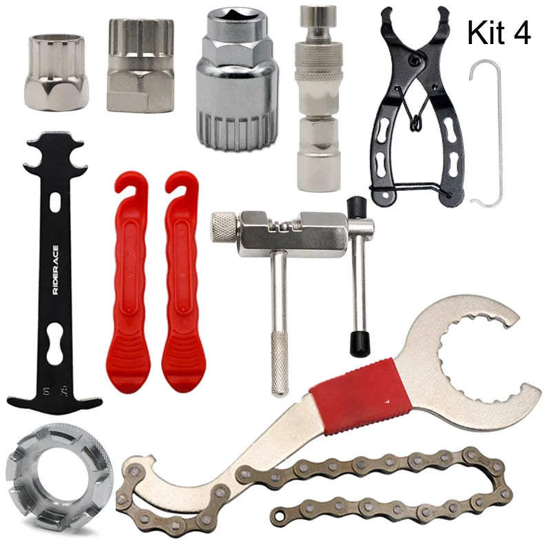Bicycle Repair Tool Kits Bike Chain Measuring Ruler Crank Puller Extractor Chain Cutter Flywheel Remover Cycling Repair Parts