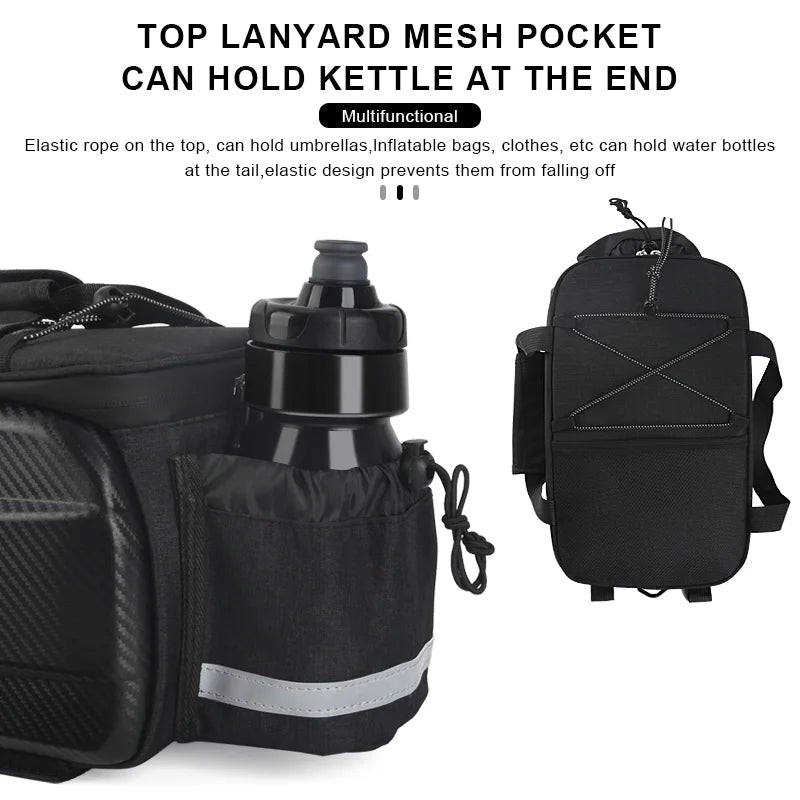 Bicycle Rear Seat Bag Eva Multi-Purpose Large Capacity Bike Travel Luggage Storage Bag Cycling Trunk Panniers Shoulder Handbag