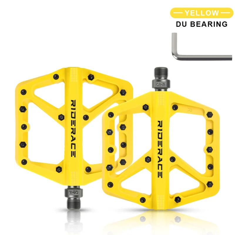 Bicycle Pedal Anti-Slip Ultralight Nylon DU Bearing For Road Mountain Bike Pedals Multicolor Flat Platform Cycling Accessories