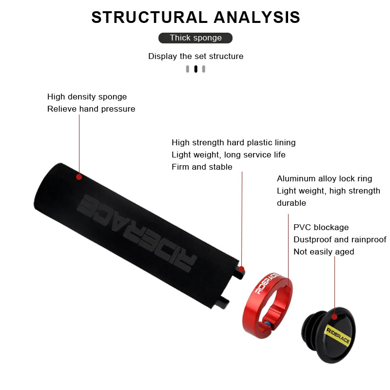 Bicycle Grips Ultralight Sponge Anti-Skid Shock-Absorbing Soft Bike Handlebar Grip Aluminum Locking Ring Cycling Accessories