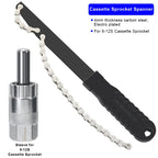 Bicycle Cassette Flywheel Removal Kit Road Bike Cassette Sleeve CR-V Steel Cycling Chain Whip Cassette Sprocket Remover Wrench