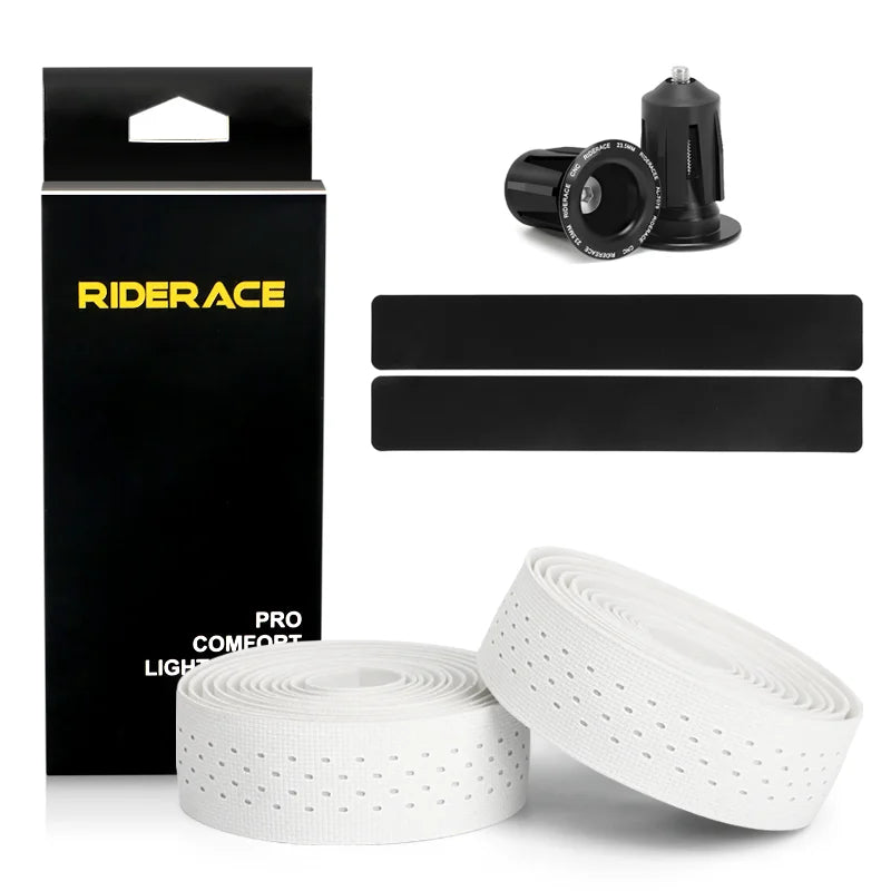 1Pair Road Bike Handle Bar Tape Perforated Breathable PU EVA Bicycle Handlebar Tape Anti-Skid Shock Absorbing With 2 Bar Plugs