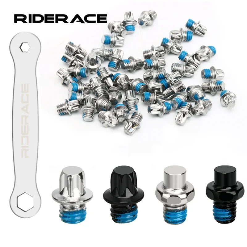 30/50Pcs Bicycle Pedal Anti-Skid Bolt With Offset Spanner Set M4 Steel Stud Pin Nail MTB Road Bike Hexagona Pedal Pin Screws Set