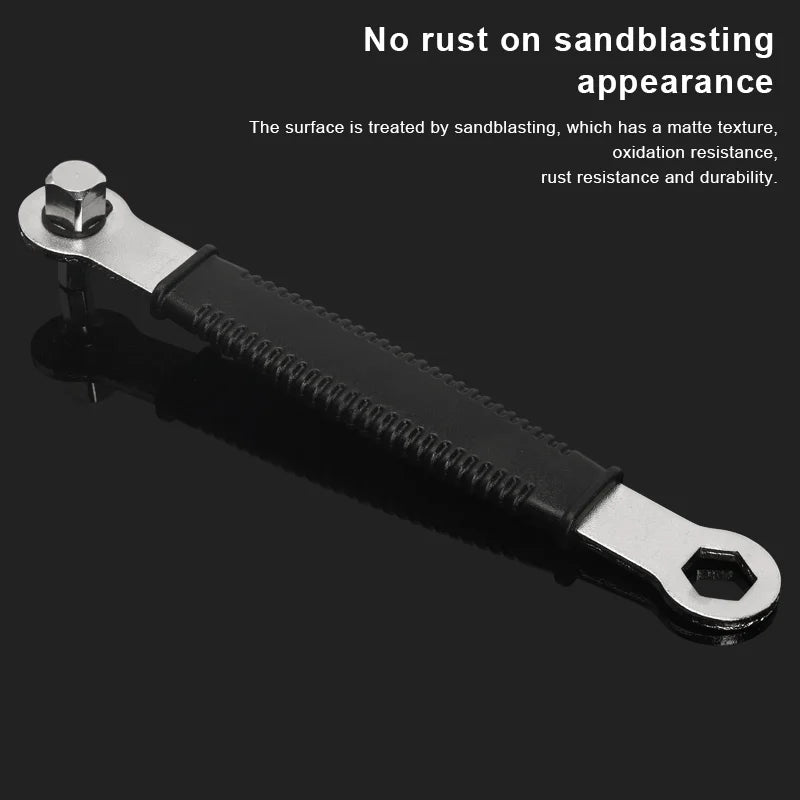 3 In 1 Bike Repair Wrench 16mm Hexagonal Hole 8mm Hex Key Wrench 1/2" Square Socket Multi High Hardness With Anti-Slip Handle