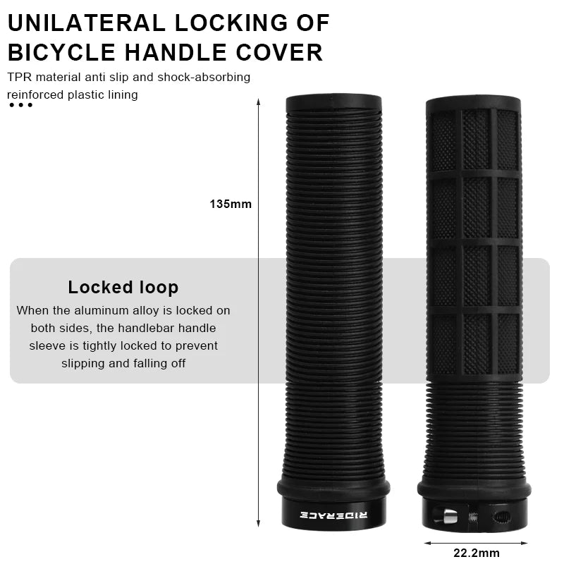 Bicycle Handlebar Cover Rubber Shockproof Anti-Slip Single-Sided Locking Mountain Bike Grips Ergonomic MTB Handle Bar Grips