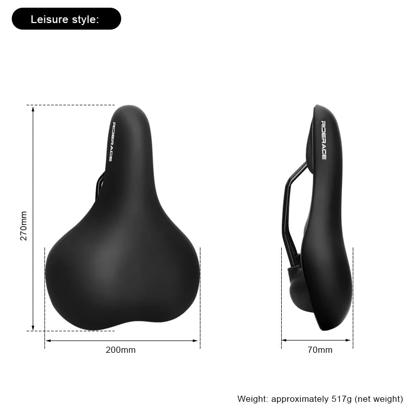 Bicycle Saddle Widen Thicken Ergonomic Soft MTB Mountain Road Bike Seat Shock Absorbing Comfortable Pu Leather Cycling Cushion