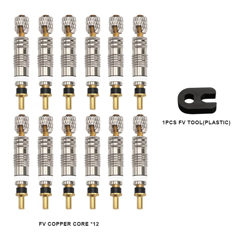 Bicycle Presta Tubeless Valve Core Kit Removable Aluminum Alloy Presta Valve Stem Caps Bike Tubeless Tire Valve Repair Tools