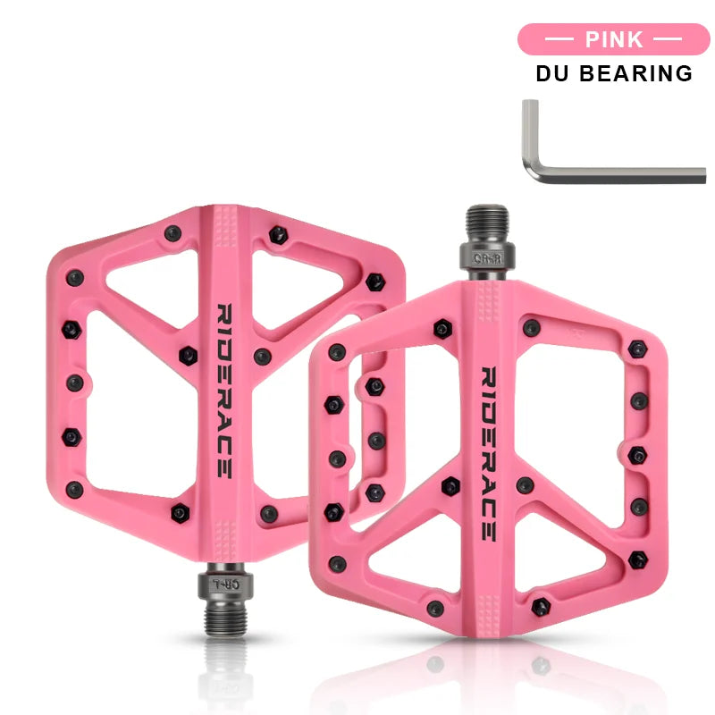 Bicycle Pedal Anti-Slip Ultralight Nylon DU Bearing For Road Mountain Bike Pedals Multicolor Flat Platform Cycling Accessories