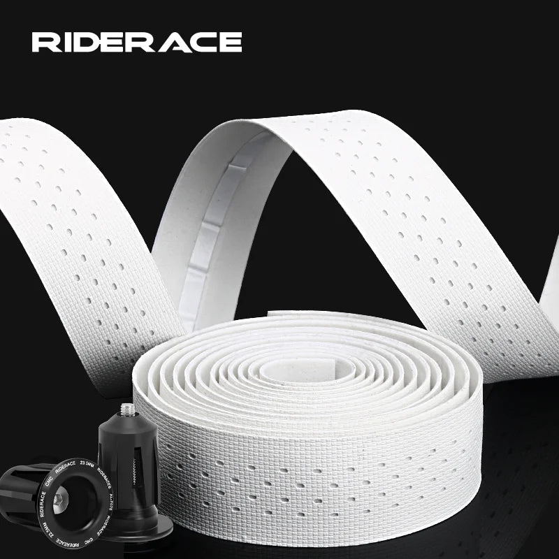 1Pair Road Bike Handle Bar Tape Perforated Breathable PU EVA Bicycle Handlebar Tape Anti-Skid Shock Absorbing With 2 Bar Plugs