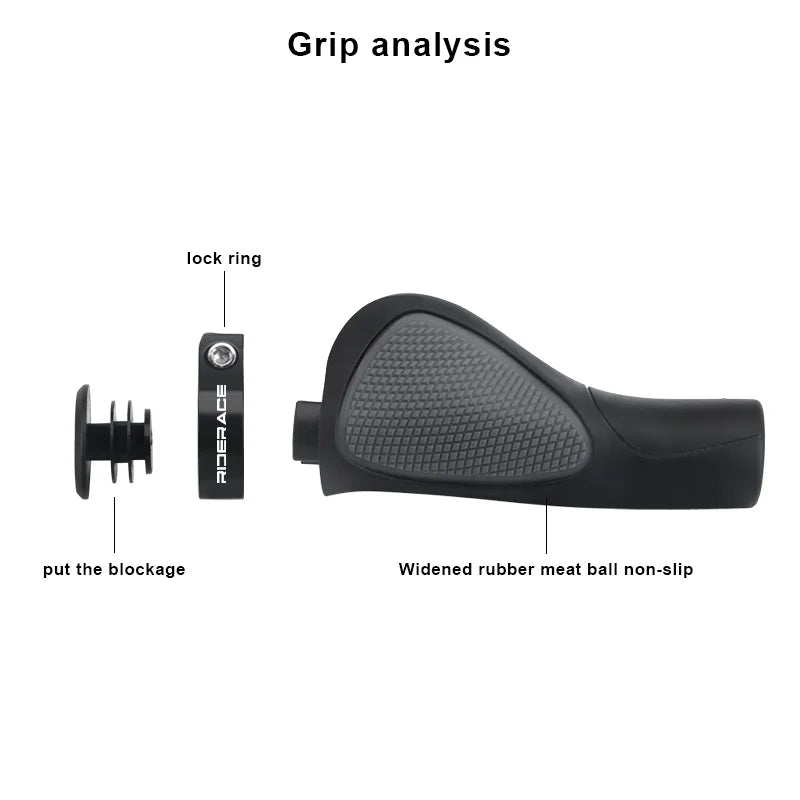 MTB Bike Grips Ergonomic Rubber Bicycle Handlebar Cover Anti-slip Shock Absorption Durable Integrated Lock-On Ends Cycling Parts