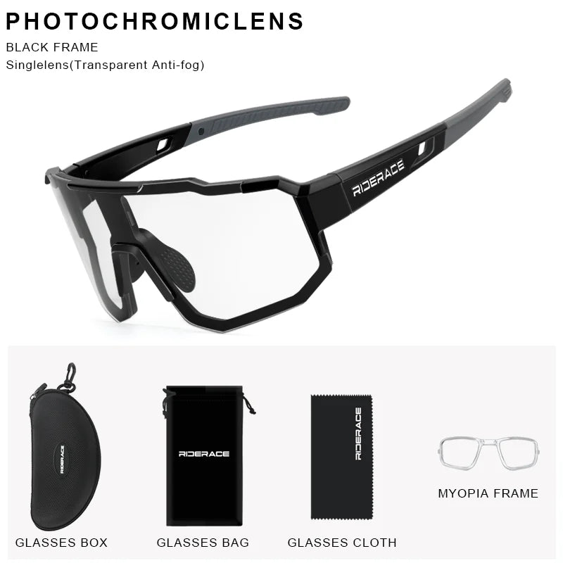 Cycling Glasses UV400 Protection Bicycle Sunglasses Photochromic Polarised Lens Eyewear Outdoor Riding Goggles For Men Women