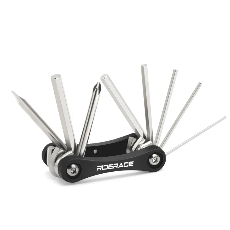 8 In 1 Bicycle Hex Spoke Wrench CR-V Steel Multifunction Portable MTB Road Bike Wrench Screwdriver Foldable Cycling Repair Tools