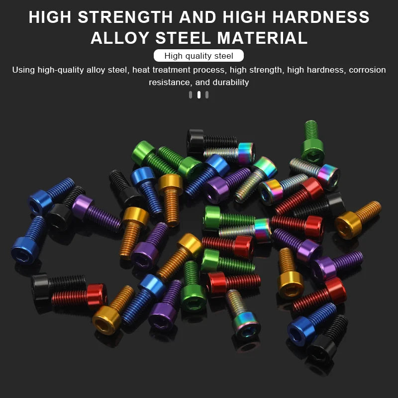 M5X12mm Bike Bottle Cages Bolts Alloy Steel Colorful Hex Head Bicycle Water Bottle Cage Screws Cycling Air Pump Fixed Bolts