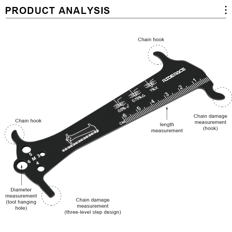 Bicycle Chain Checker Aluminum Alloy Road Bike Chain Wear Indicator Ruler Repair Tool Cycling Chain Gauge Measurement Checker