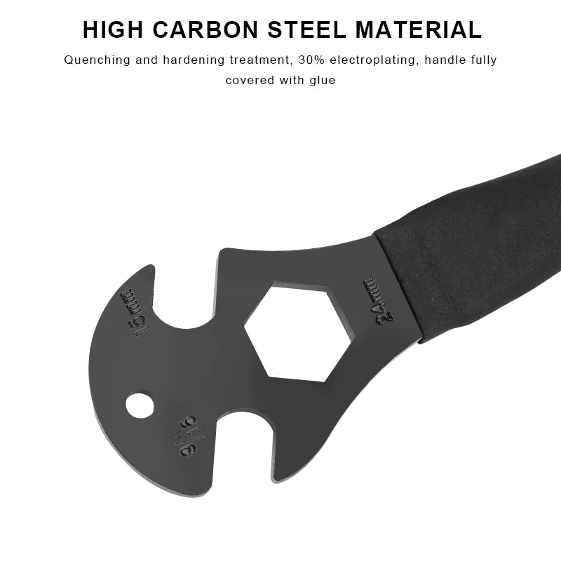 Bicycle Pedal Wrench Tool 9"16 15/24mm Sturdy Durable Stainless Steel MTB Road Bike Pedal Spanner Install Remover Repair Tool