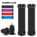 1Pair Bike Grip With End Cap Fixed Gear Lock-on Ring Mountain Bicycle Handlebar Grips Rubber Anti Slip Shock Absorbing MTB Cuffs